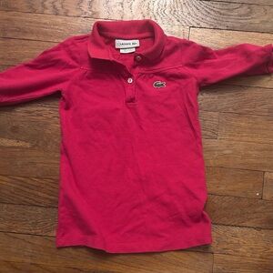 Lacoste Girls 3/4 Sleeve Polo in Bold Red